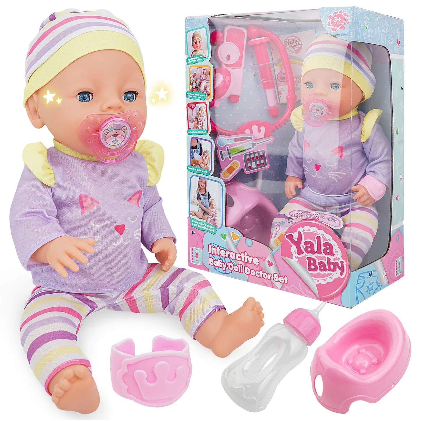 16 Inch Baby Doll, Dolls Toy Set Baby Girl Toys Pretend Play Preschool Toys Gift for Toddlers