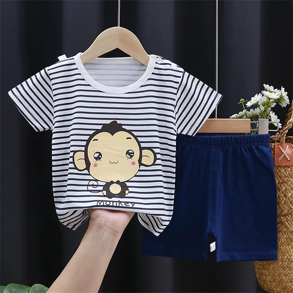 6 Months Boy Clothes Baby Boy Clothes Toddler Boy Clothes Short Sleeve Shirt Tops Shorts Set 2PC Little Boy Clothes Baby Boy 12 Months Striped B73