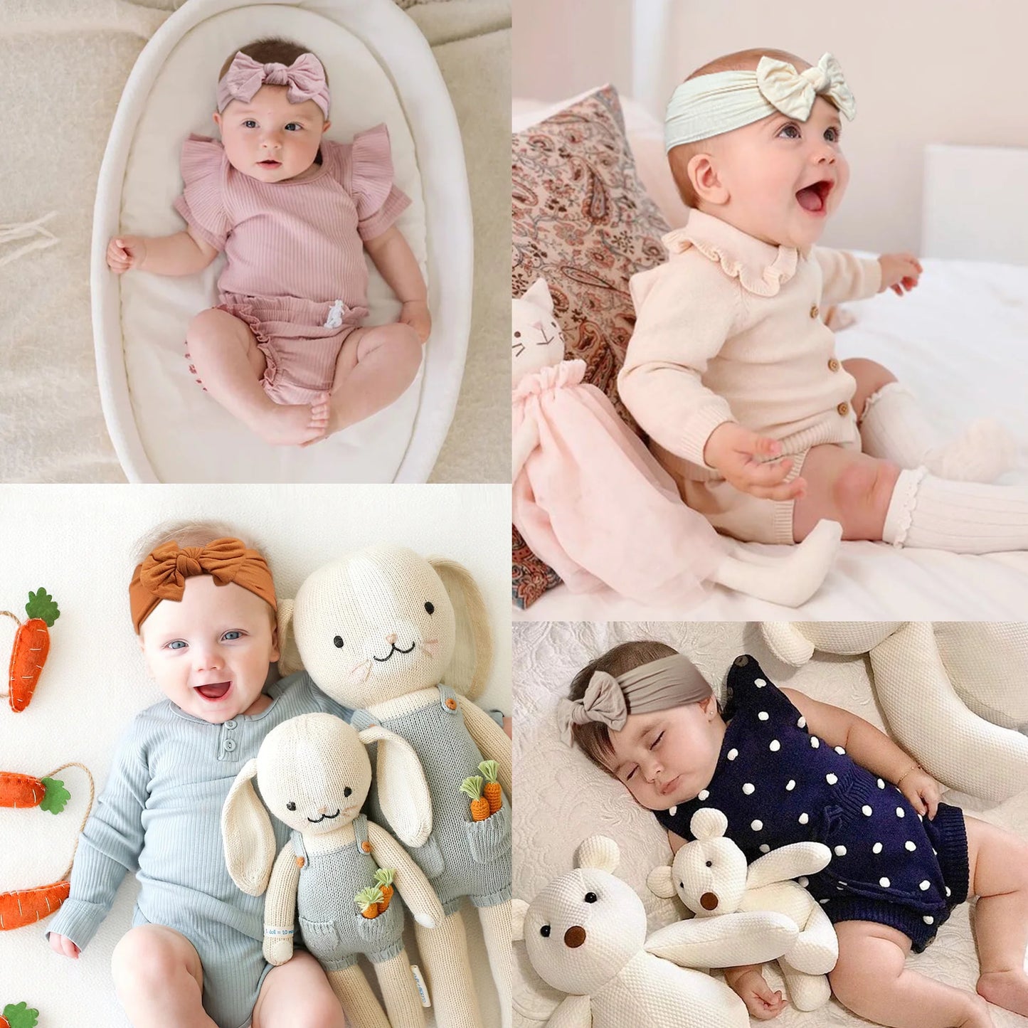 12 PCS 6.5Inch Baby Nylon Headbands Hairbands Hair Bow Elastics for Baby Girls Newborn Infant Toddlers Kids