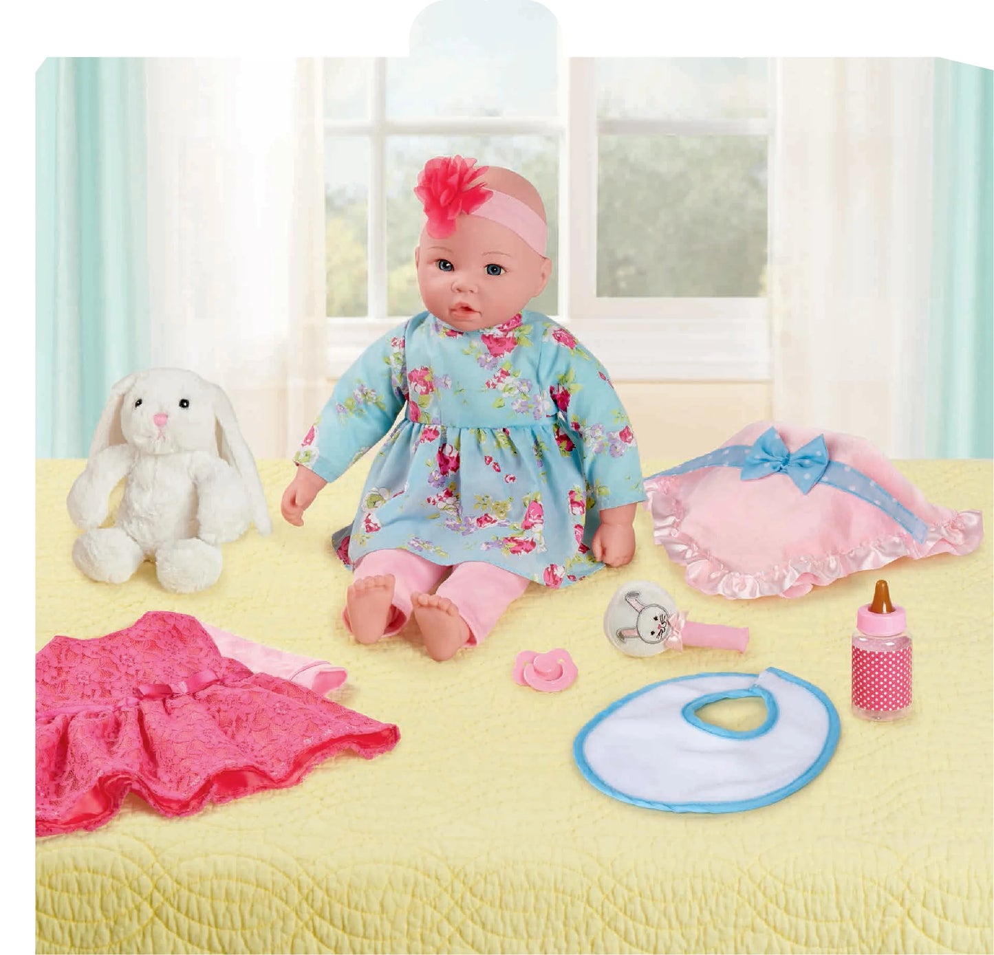 18" Doll and Accessories Set with Plush Bunny
