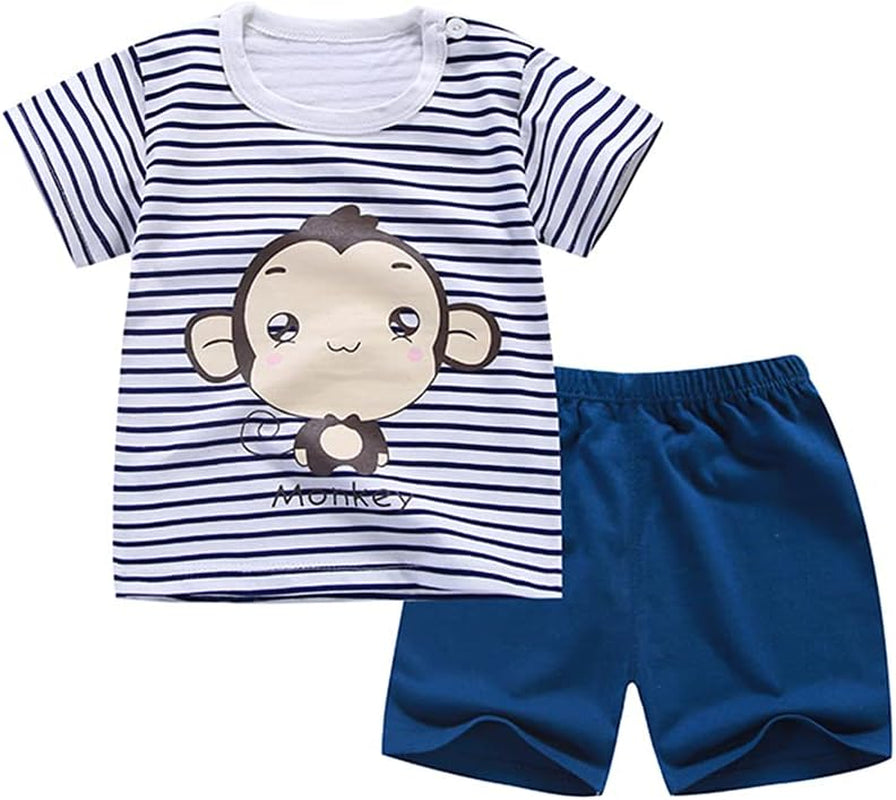 6 Months Boy Clothes Baby Boy Clothes Toddler Boy Clothes Short Sleeve Shirt Tops Shorts Set 2PC Little Boy Clothes Baby Boy 12 Months Striped B73
