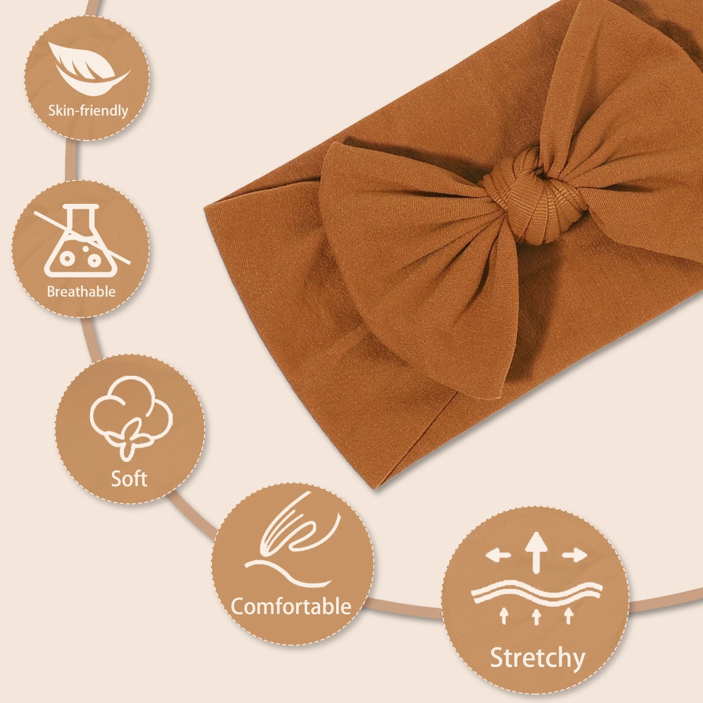 12 PCS 6.5Inch Baby Nylon Headbands Hairbands Hair Bow Elastics for Baby Girls Newborn Infant Toddlers Kids