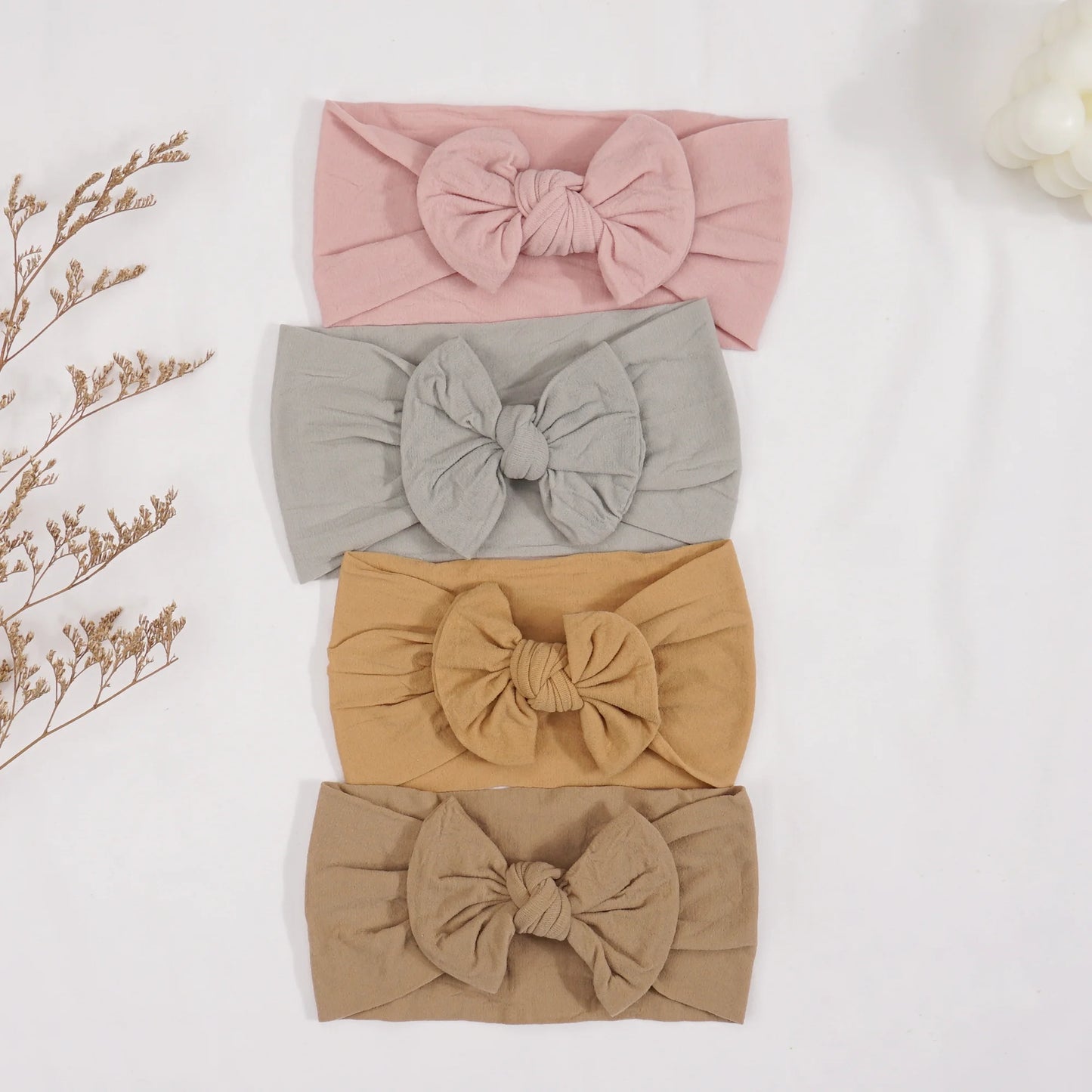 12 PCS 6.5Inch Baby Nylon Headbands Hairbands Hair Bow Elastics for Baby Girls Newborn Infant Toddlers Kids