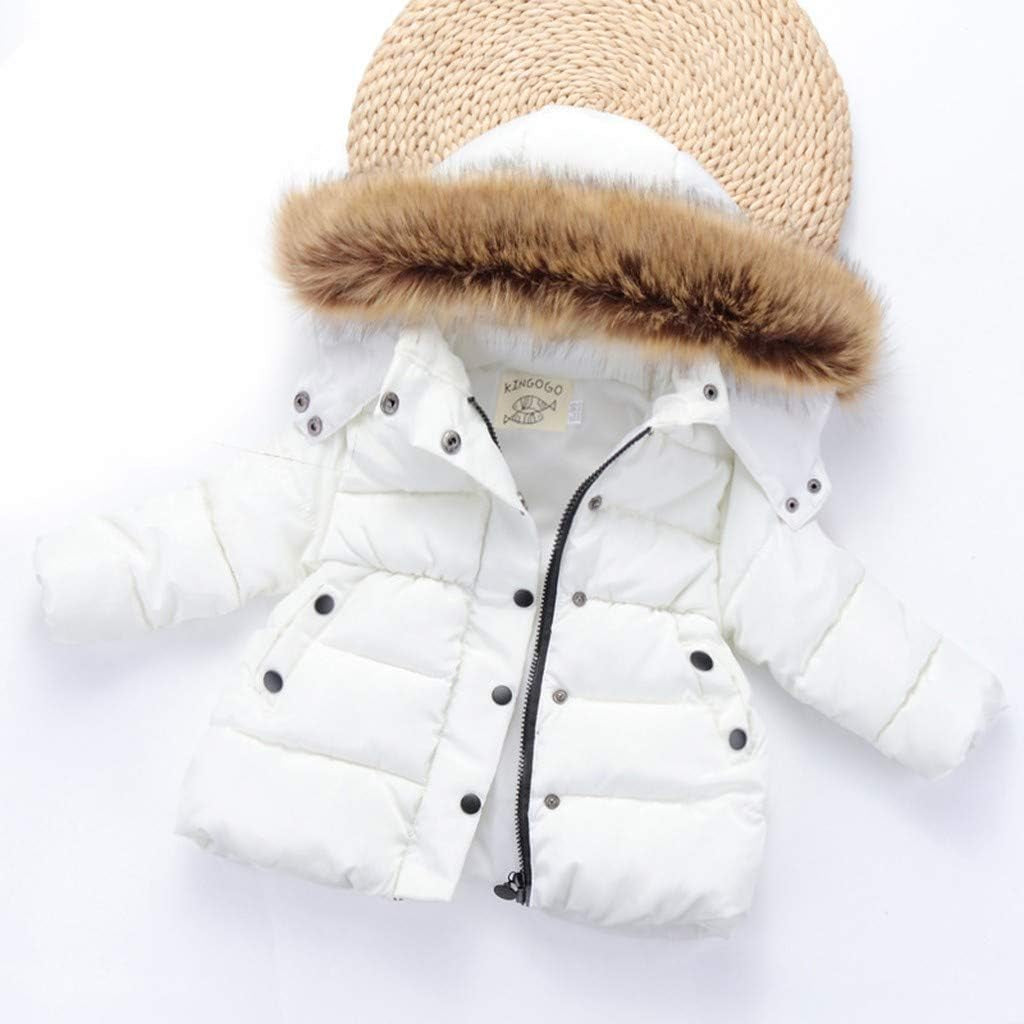 Child Kids Girls Winter Warm Jackets Coat Snowsuit Hooded Zipper Windbreaker Outwear with Soft Fur Hoodies 6M-5T (White, 3-4 T)