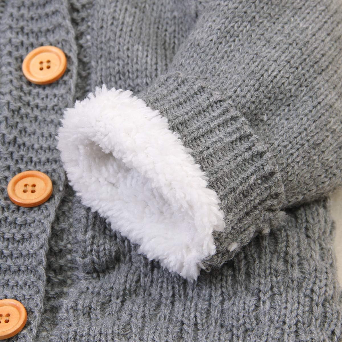 Newborn Baby Hooded Knitted Sweater Romper Fleece Lining Bodysuit Winter Snowsuit for Boy Girl