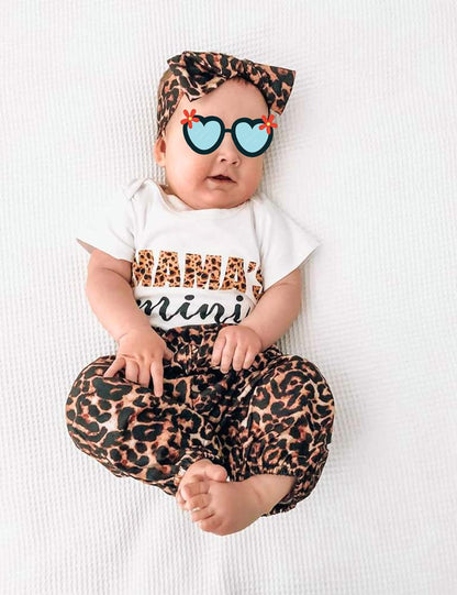 Baby Girl Clothes Outfit Infant Bodysuit + Leopard Pants + Headband 3Pcs Outfit Set 6-9 Months…