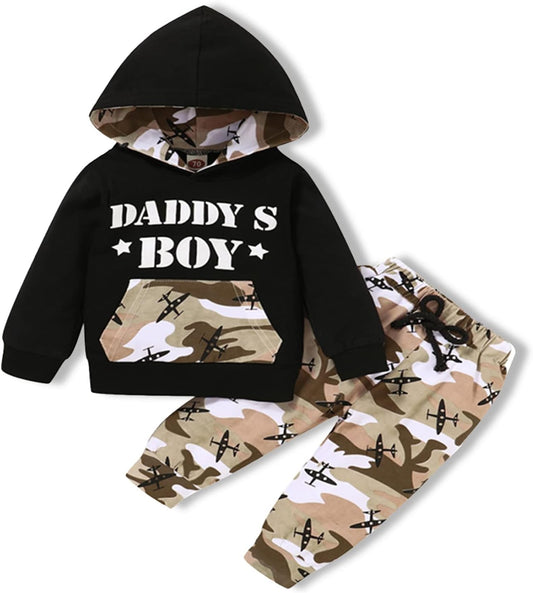 Toddler Baby Boy Clothes Camo Long Sleeve Hoodie Sweatshirt Tops Pants Baby Boy Spring Outfit Set Toddler Clothes for Boys