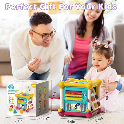 Montessori Toys for 1 Year Old, 12 in 1 Early Educational Activity Cube Toy for Toddlers 1-3, Learning Toys for 1 2 3 Year Old Boys Girls