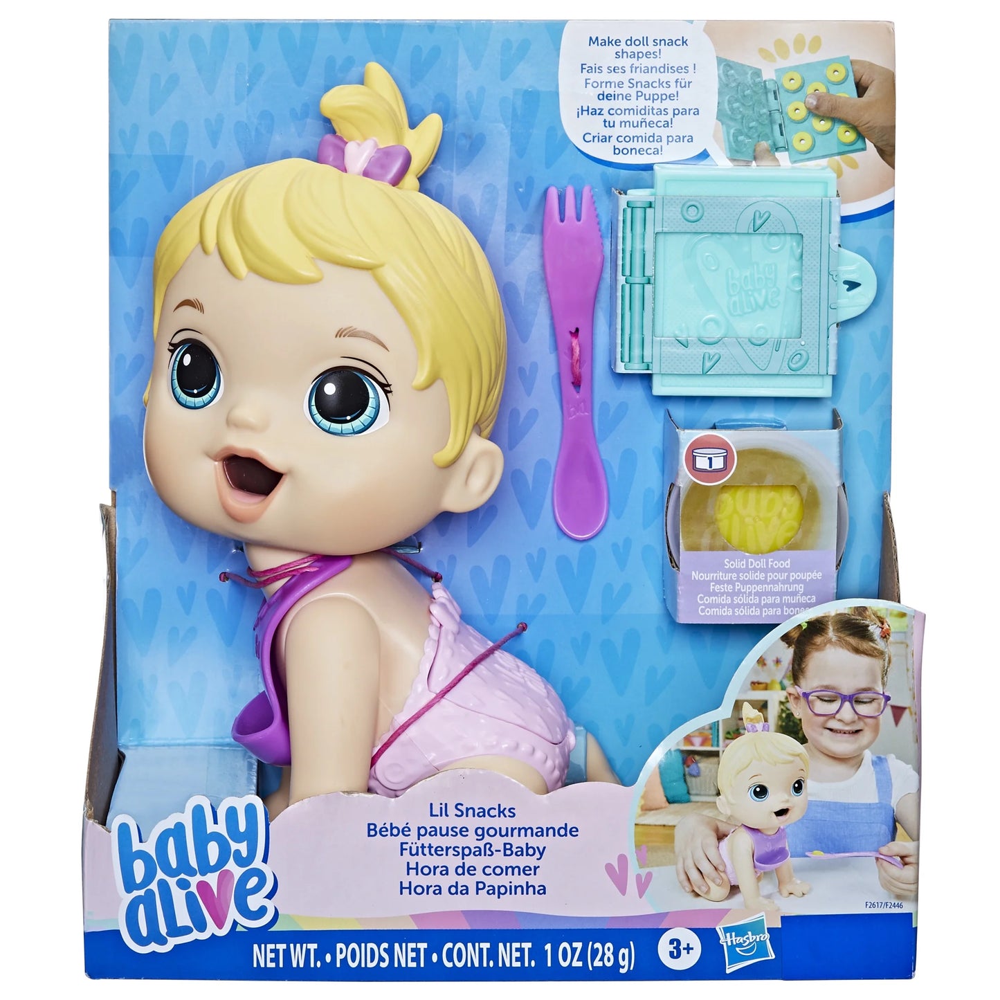 Lil Snacks Doll, Eats and "Poops," 8-Inch Baby Doll Toy, Kids Ages 3+, Blonde Hair