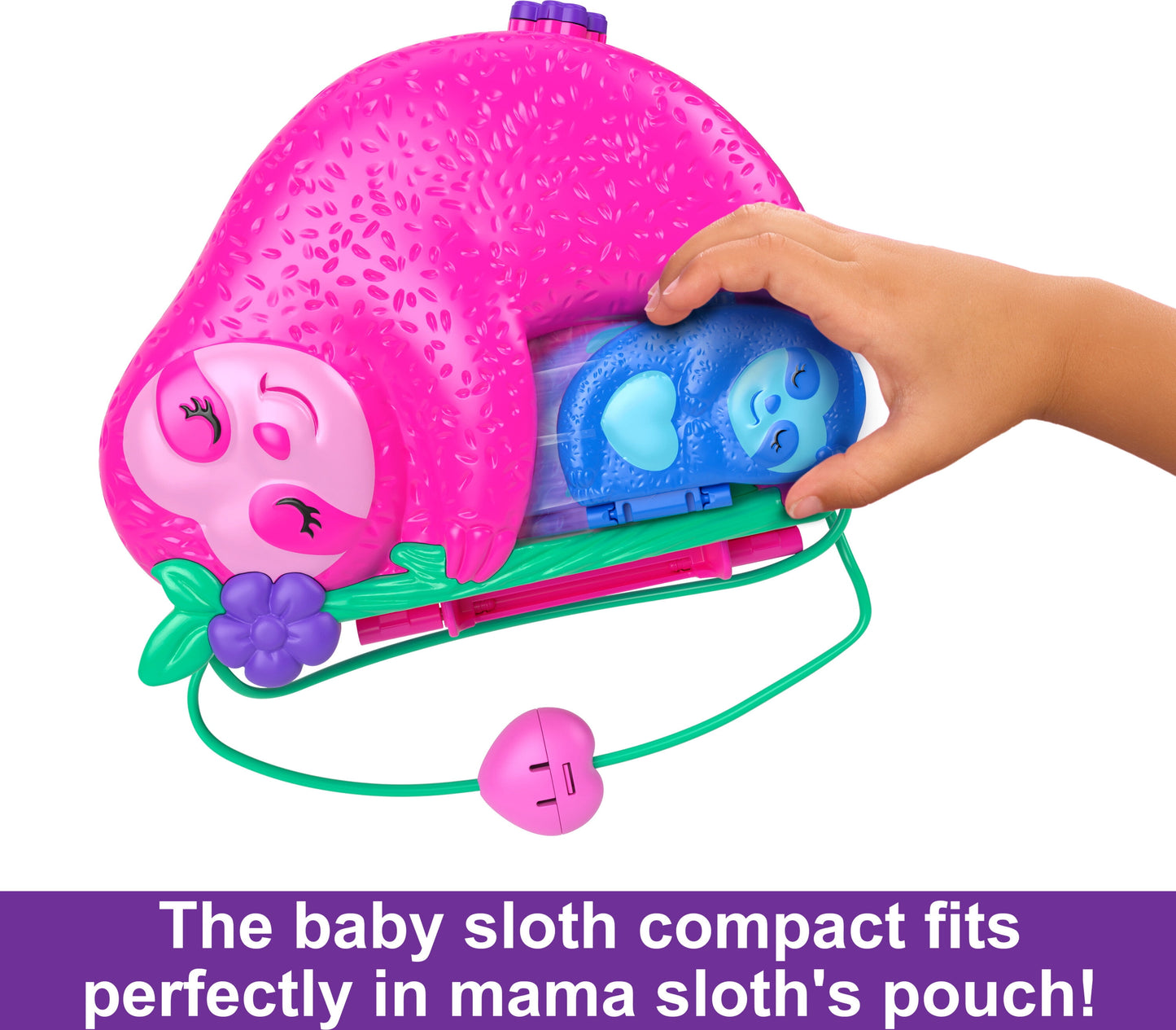 Dolls and Micro Playset, Travel Toys, Sloth Family 2-In-1 Purse Compact and Accessories