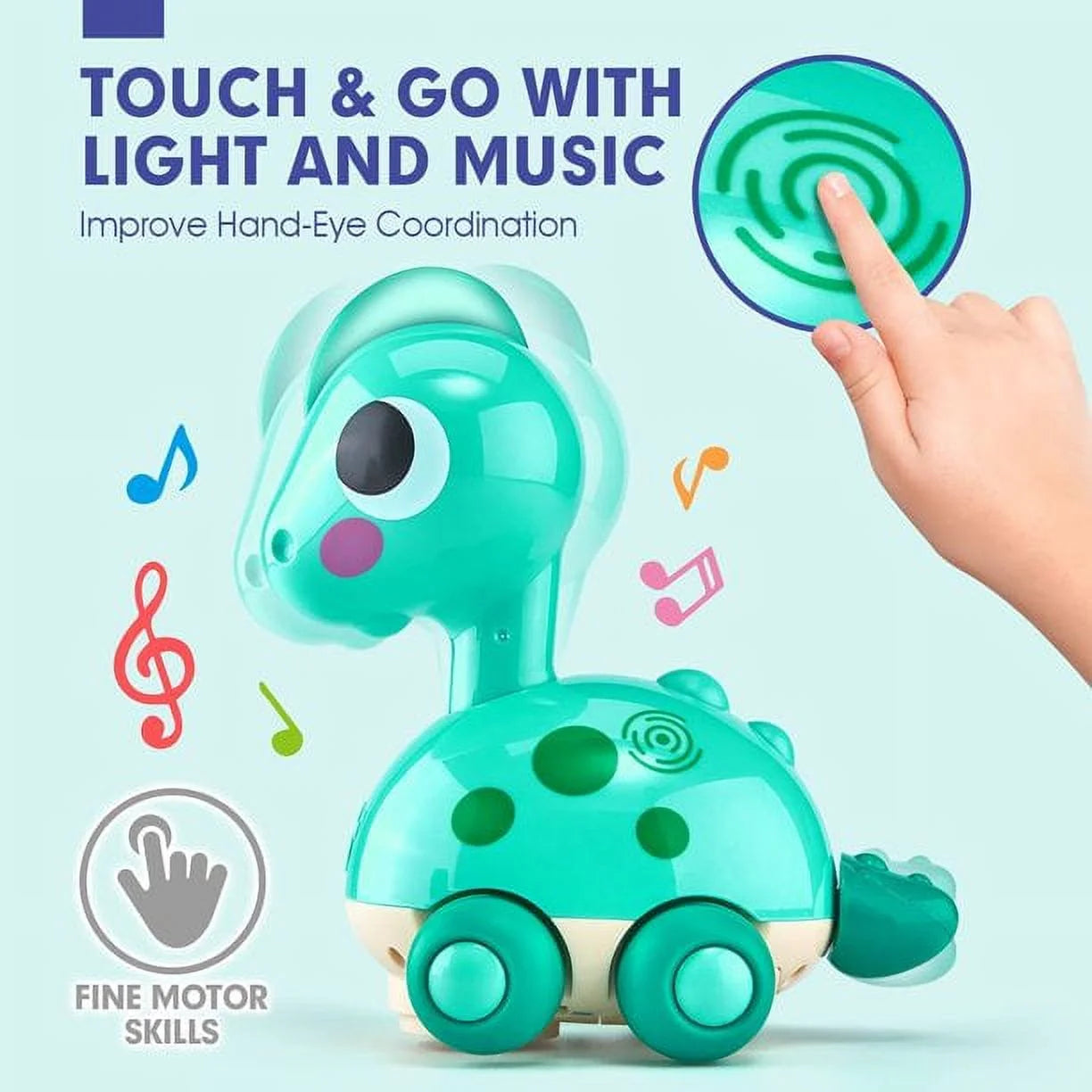 Baby Toy Crawling Toys Dinosaur Musical Toys Touch & Go Infant Toys with Music & Light Baby Boy Walking Toys for Toddler 1 2 3 Year Old Boy Gifts Girl Toy