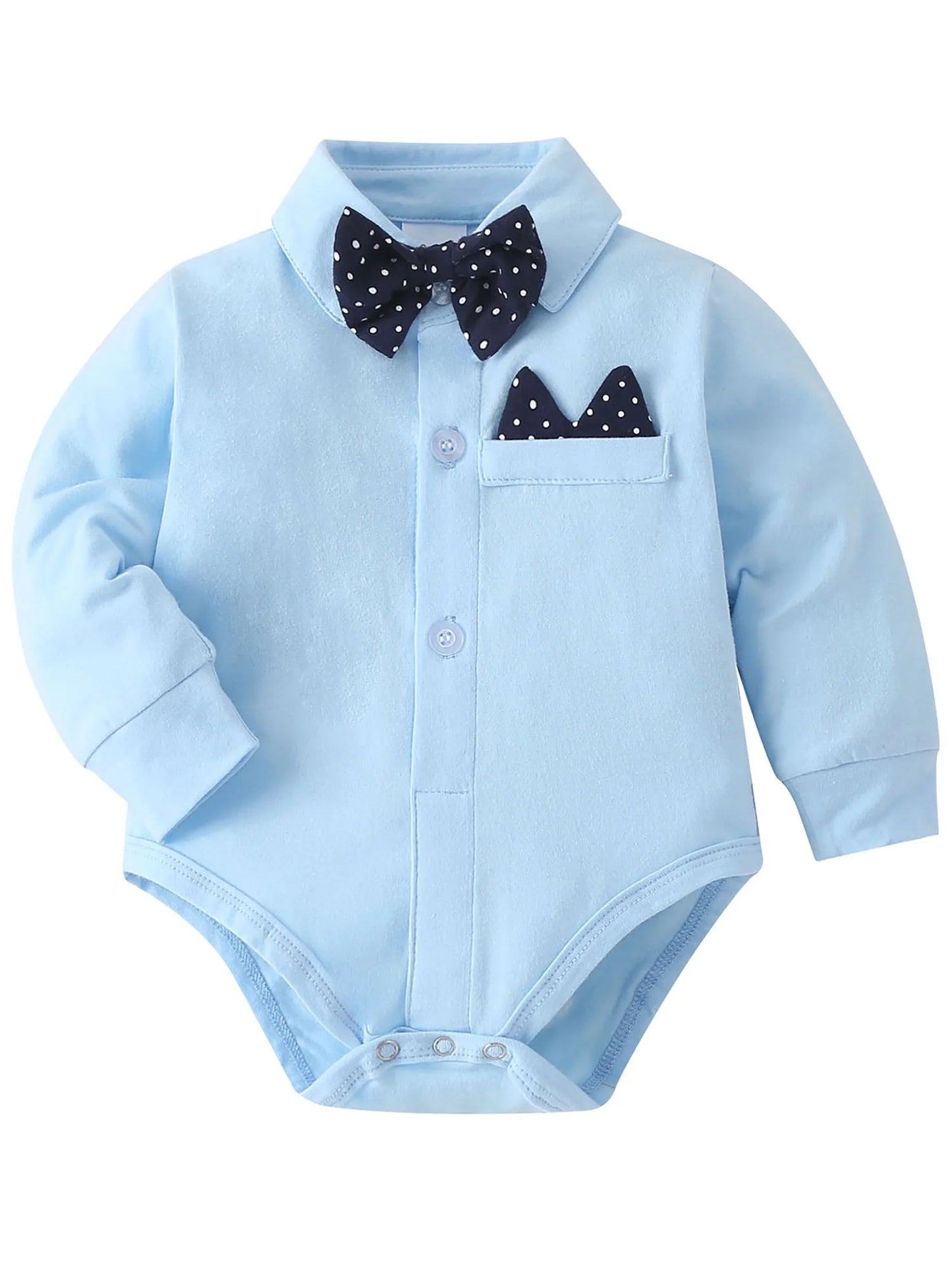 Baby Boy Clothes Infant Formal Outfit Set Cotton Fabric Shirt Bowtie Suspender Pants 0-24M