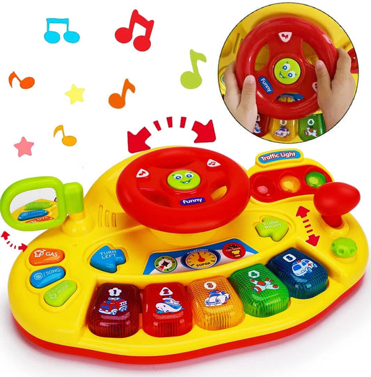 Baby Musical Toy 6 to 12 Months Light up Steering Wheel Toy with Traffic Light & Sound for 6 8 9 10 Months Infant Learning Development Baby Toys Gifts for 1 2 Year Old Boys Girls