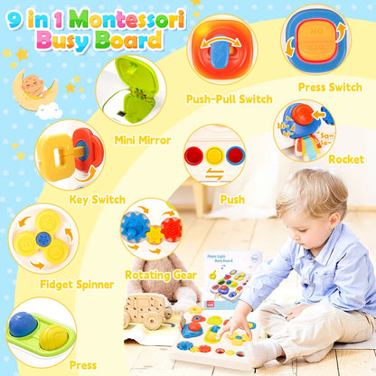 Toddler Learning Toys for 1-3 Boy Girl, Montessori Busy Board Toys for 1 Year Old, Baby Sensory Toys 6-12-18 Months, 1 2 Year Old Boy Girl Gifts