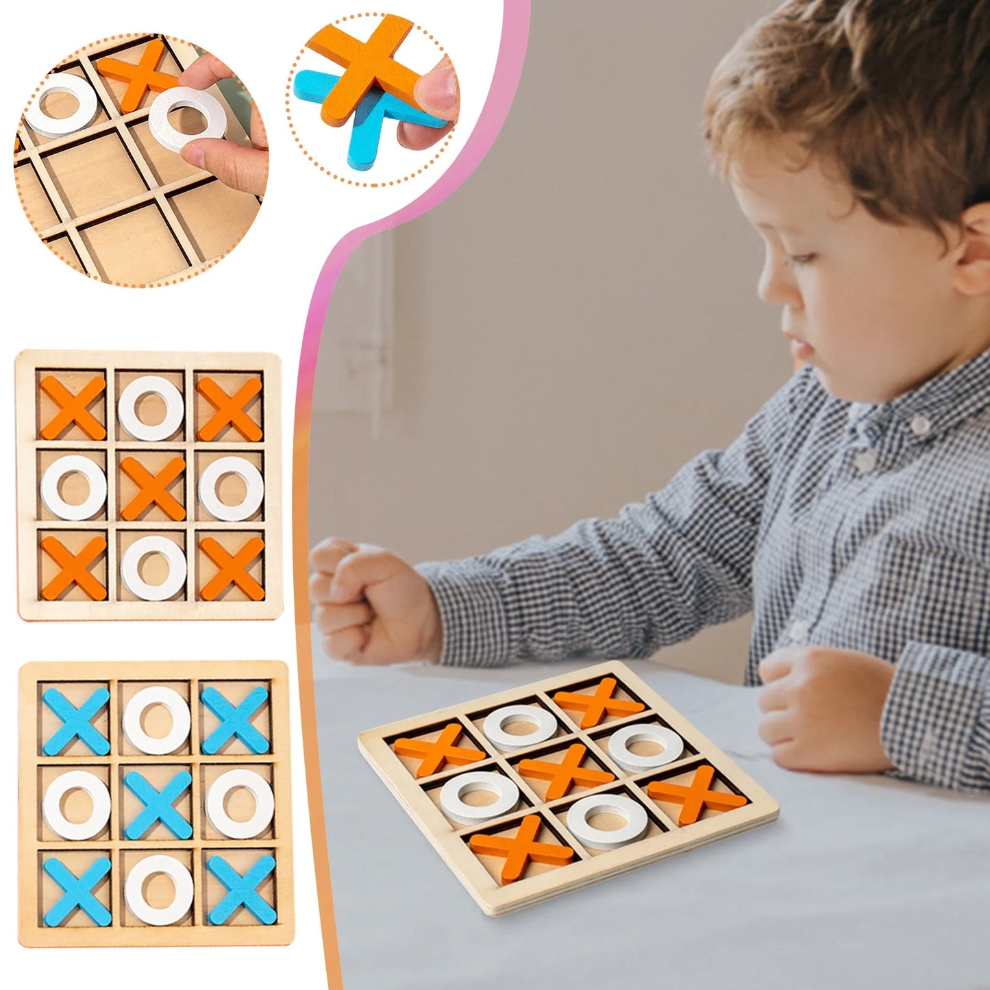 Board Tac Toe XO Tabletop Toys Classical Family Kids Educational Games Educational Toys, Two Color Options