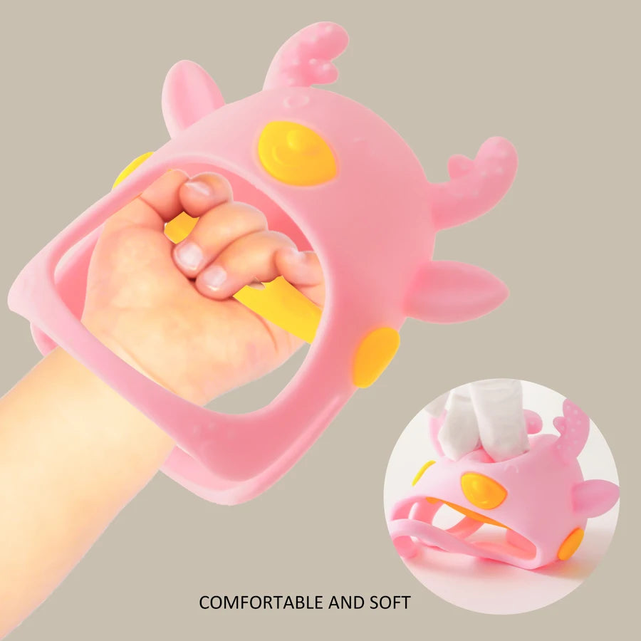 1PC Silicone Baby Teether Cartoon Deer Shape Teethering Toys Cute Baby Toys Soft Baby Care Utensils Anti-Eating Baby Items