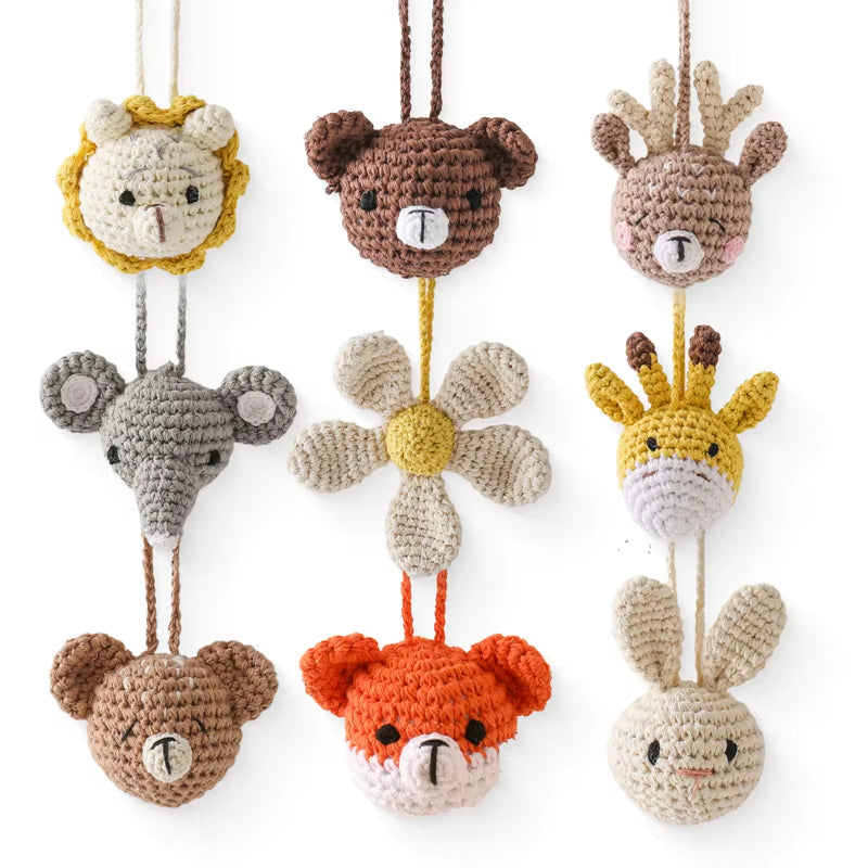 1Pc Baby Animal Crochet Rattle 0 12 Months Baby Toys Mother Kids Infant Teether Gym Hanging Mobile Pandants Montessori Baby Toys