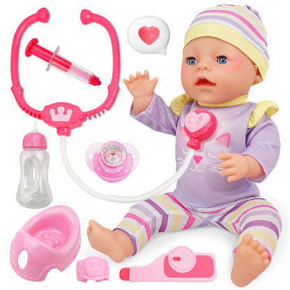 16 Inch Baby Doll,  Dolls Toy Set Baby Girl Toys Pretend Play Preschool Toys Gift for Toddlers