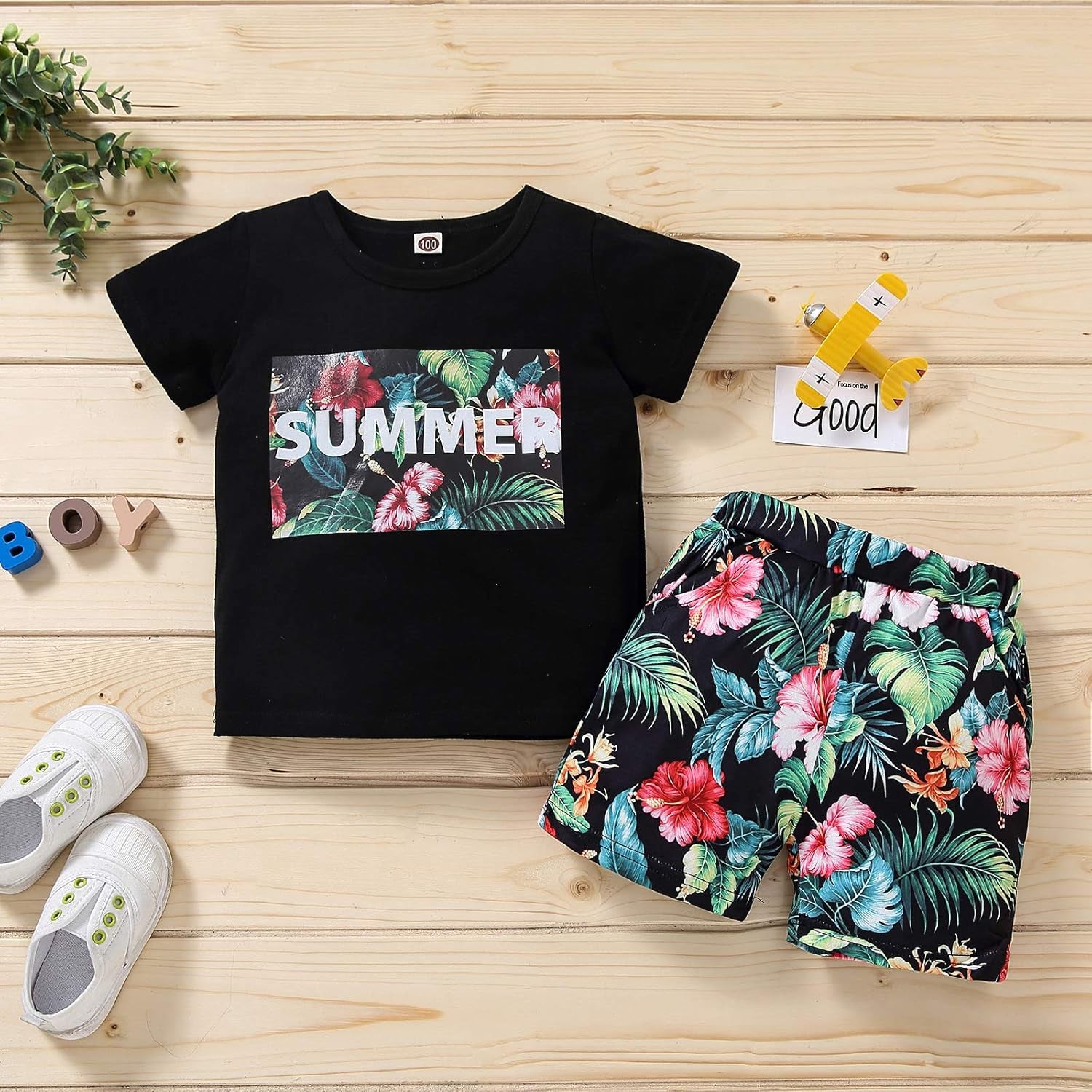 Summer Infant Baby Boy Clothes Here Comes the Sun T-Shirts Tops Solid Elastic Waist Shorts Set 2Pcs Toddler Casual Outfits