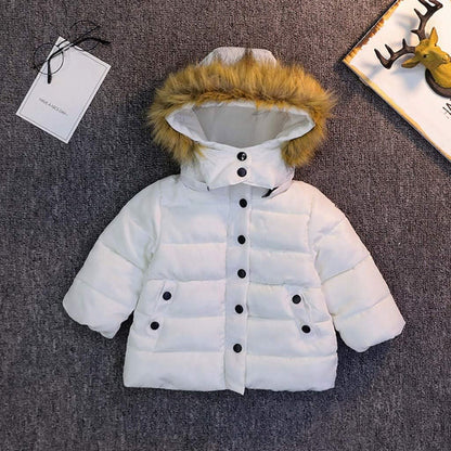 Child Kids Girls Winter Warm Jackets Coat Snowsuit Hooded Zipper Windbreaker Outwear with Soft Fur Hoodies 6M-5T (White, 3-4 T)