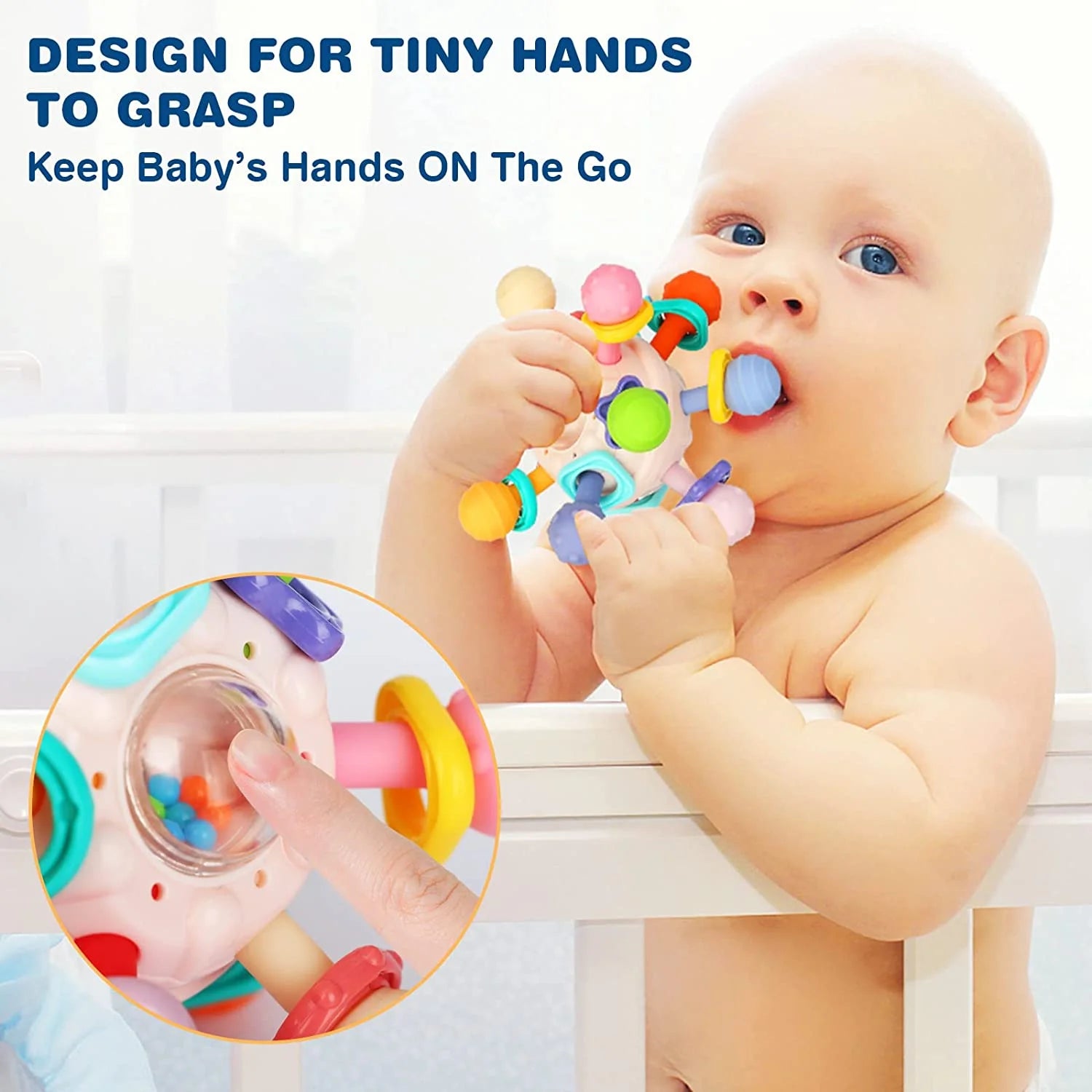 Baby Toys 0 3 6 9 12 18 Months, Infant Teething Relief, Montessori Toys for 1 Year Old,Toddler Ball Travel Toy for 1 2 One Year Old