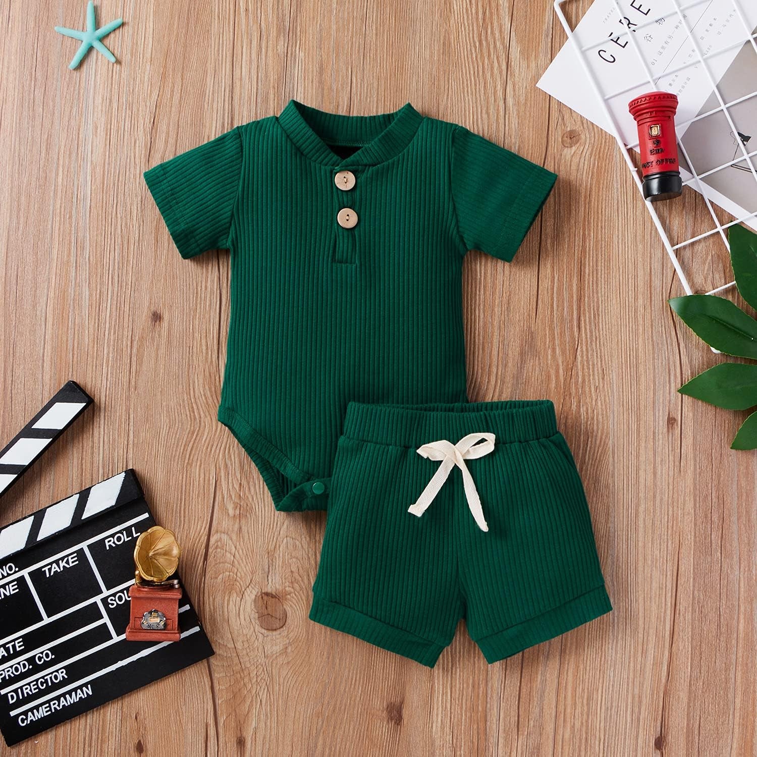 0-3 Months Summer Newborn Baby Boy Girl Clothes Set Outfits Unisex Infant Solid Cotton Button Short Sleeve Tops Shorts 2PCS