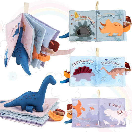 Baby Books Soft Dinosaur Toys, Interactive 3D Soft Books Infant Early Education 0-12 Month Baby Toys