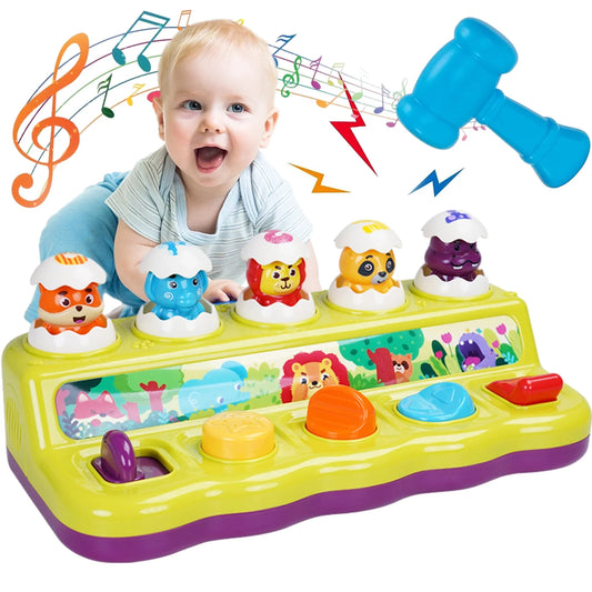 Baby Toys 6-12 Months, Animals Toy with Music and Light, Animal Sound, Hammer, Cause and Effect Toys for 1 Year Old, Toddler Boys Girl Toys