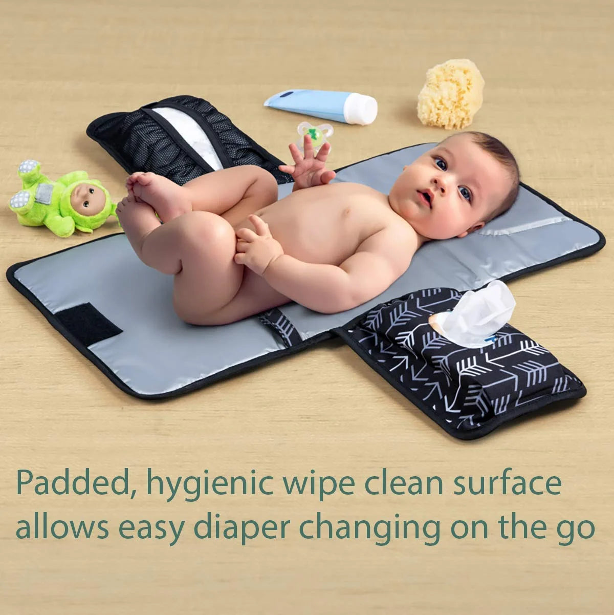 Baby Changing Pad, Portable Changing Pad for Baby Diaper Bag or Changing Table Pad. One-Hand Diaper Change Pad. Baby Shower Gifts, Newborn Baby Essentials, Unisex Baby Stuff