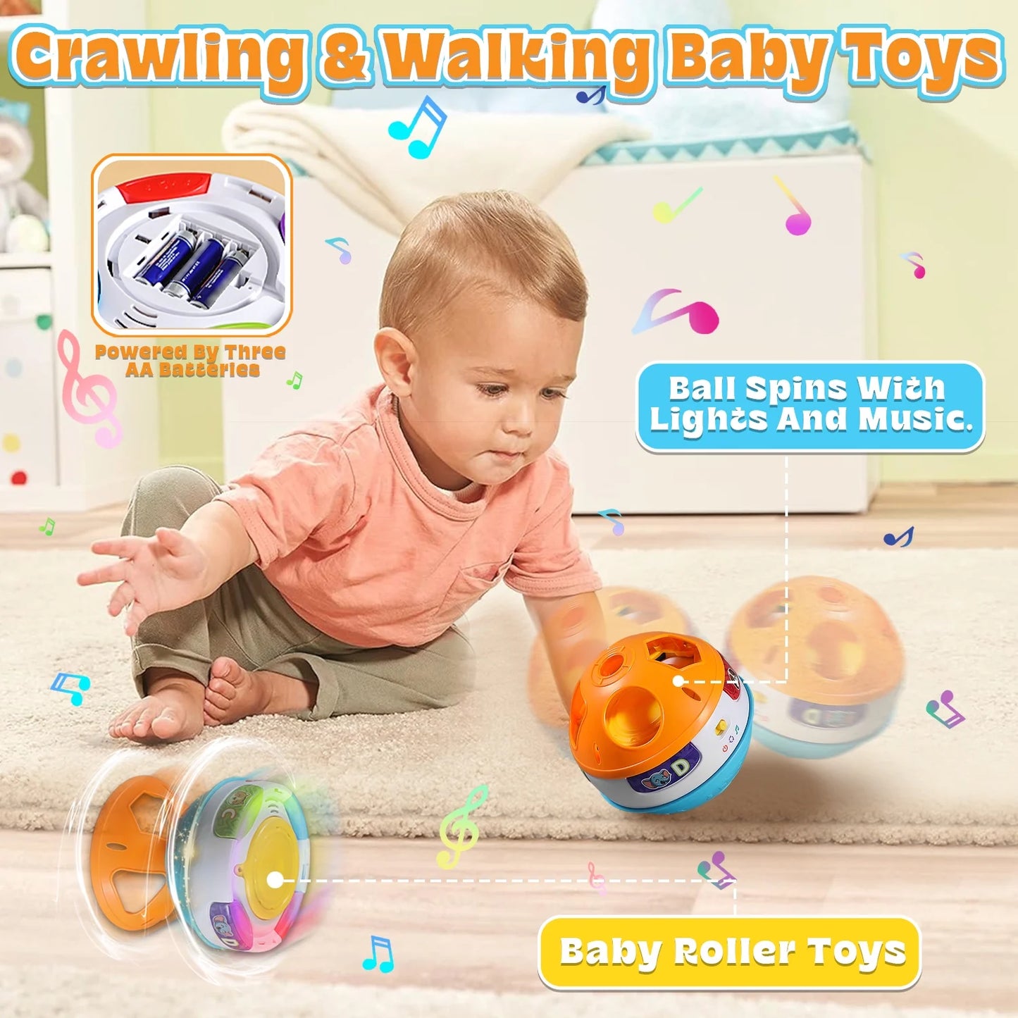 Baby Toys 6-12 Months, Toddler Toys 1-3 for Girls Boys, Baby Learn Walk Crawling Toys