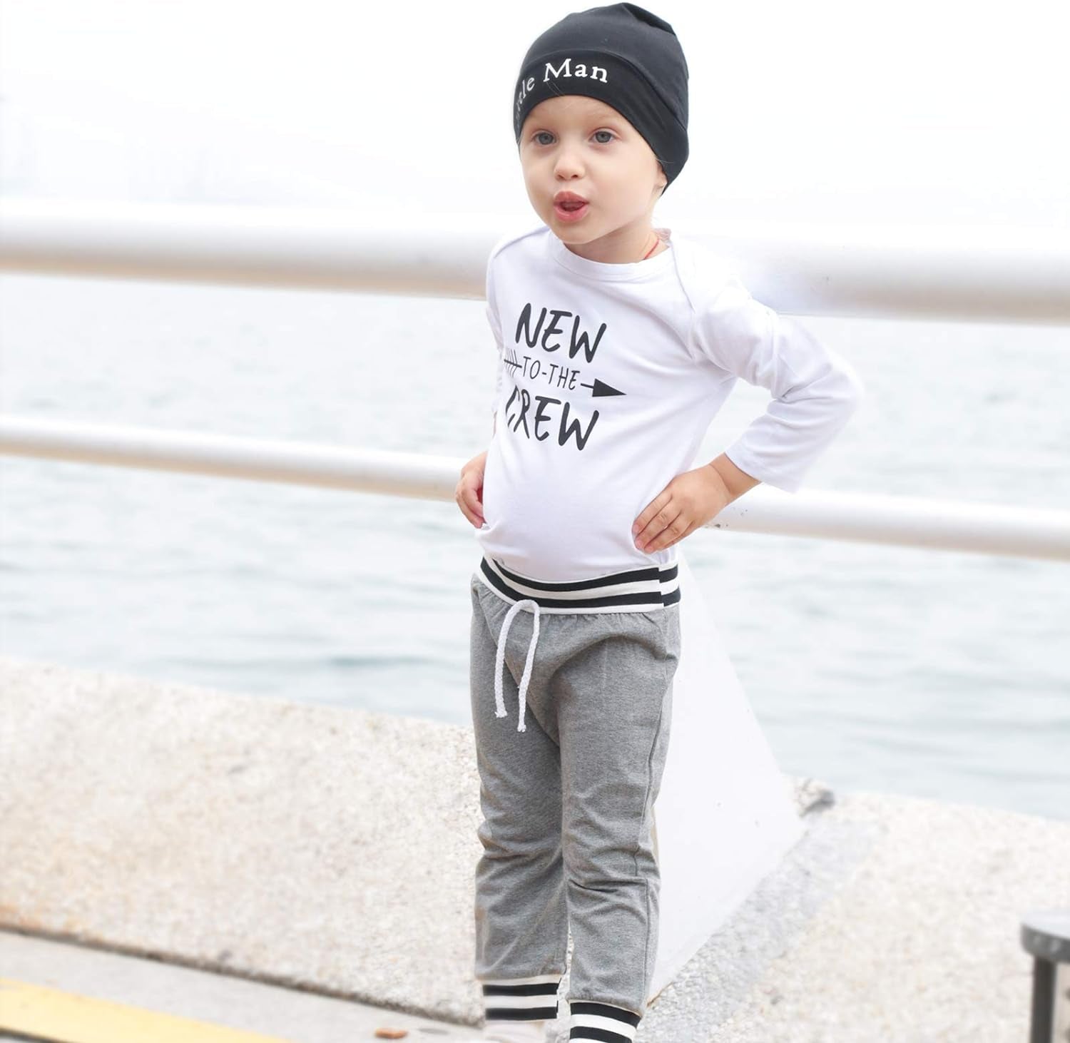 Newborn Infant Baby Boy Clothes Fall Winter Outfits New to the Crew Outfit Toddler Baby Boy Clothes Set