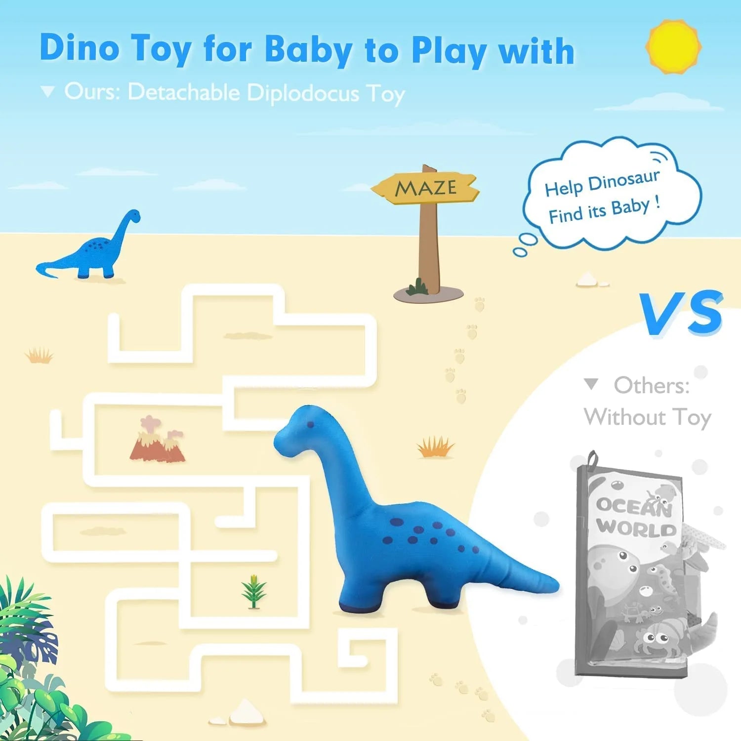 Baby Books Soft Dinosaur Toys, Interactive 3D Soft Books Infant Early Education 0-12 Month Baby Toys