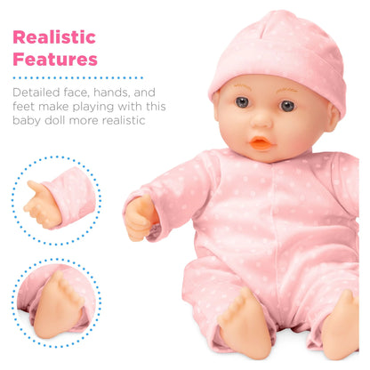 12.5In Realistic Baby Doll with Soft Body, Highchair, Potty, Pacifier, Bottle, 9 Accessories