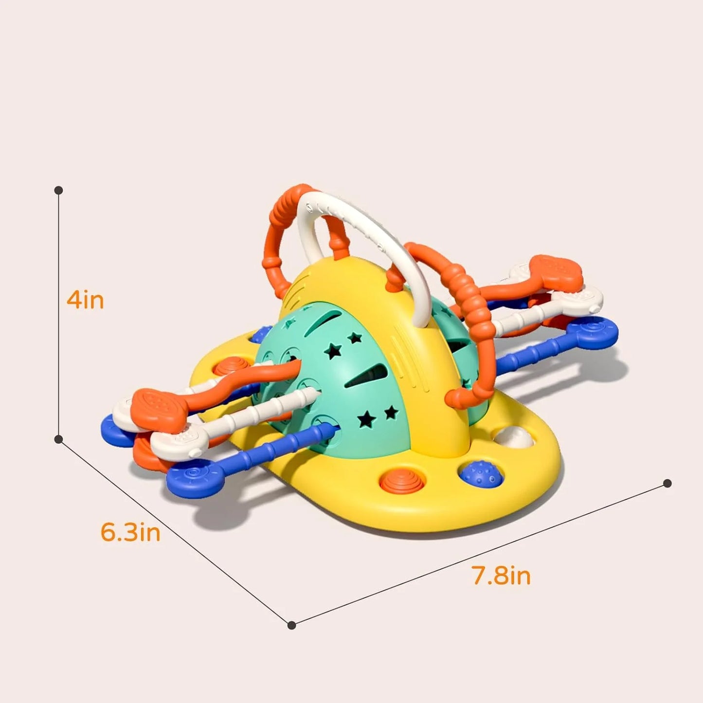 Teething Toys for Baby 6-12 Months,High Chair Toys with Suction Cup Toys, Pull String Sensory Toys for Fine Motor Skills Gift for Toddlers