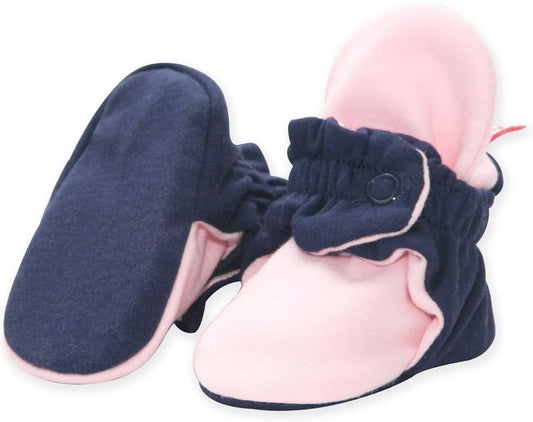 Organic Cotton Baby Booties, Soft Sole Stay-On Baby Shoes