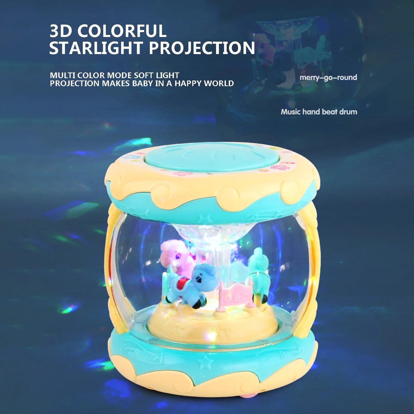 Infant Toy Carousel Hand Drum Light Music Early Education Children'S Toy