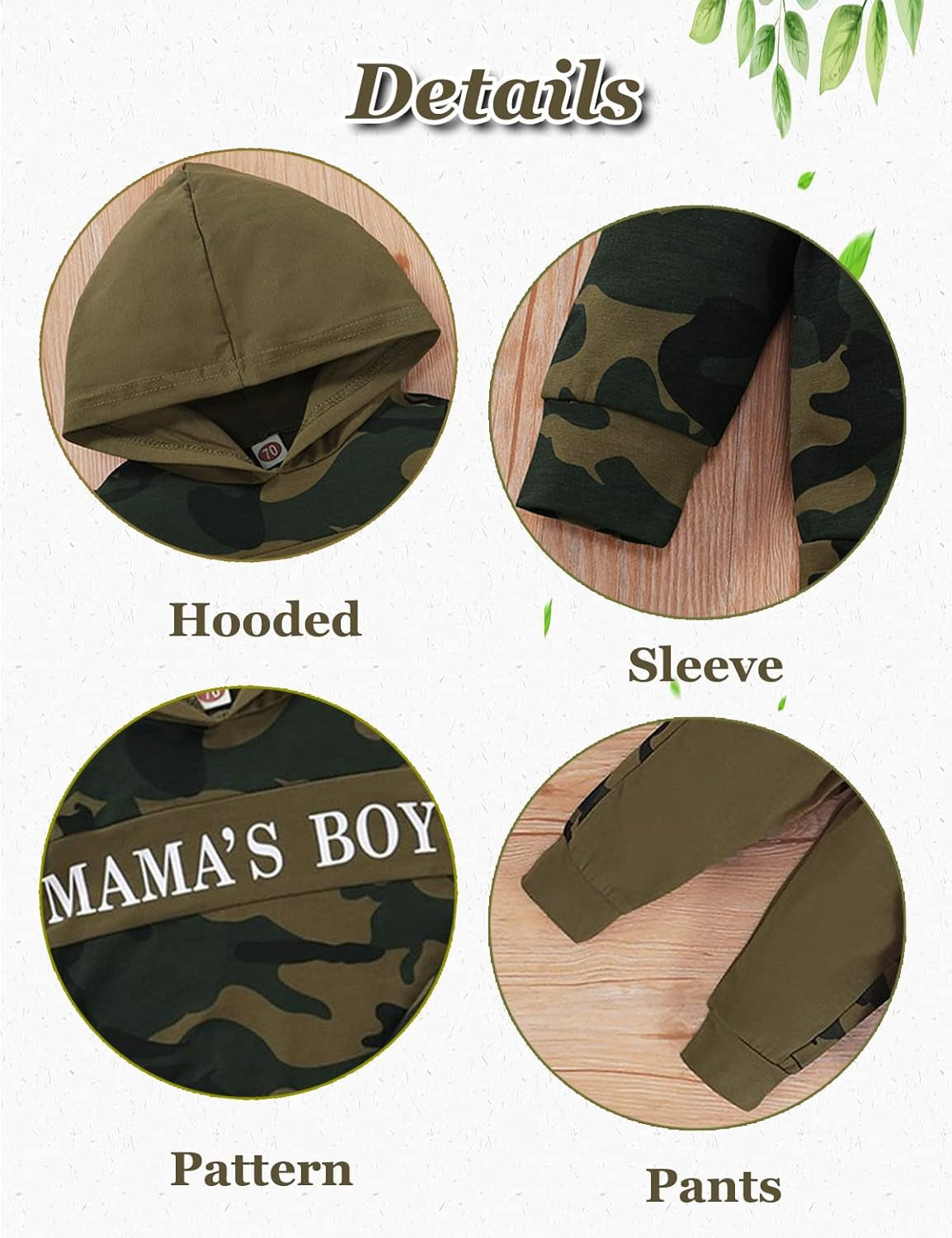 Newborn Baby Boy Clothes Outfits Camo Letter Print Long Sleeve Hoodies Sweatshirt Pants Infant Boys Fall Winter Clothing Set