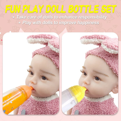 Magic Baby Doll Bottles Children'S Toy Accessorie 2 PCS Milk & Juice Bottle