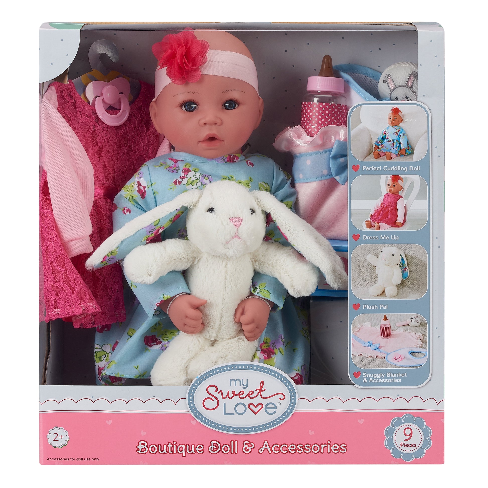 18" Doll and Accessories Set with Plush Bunny