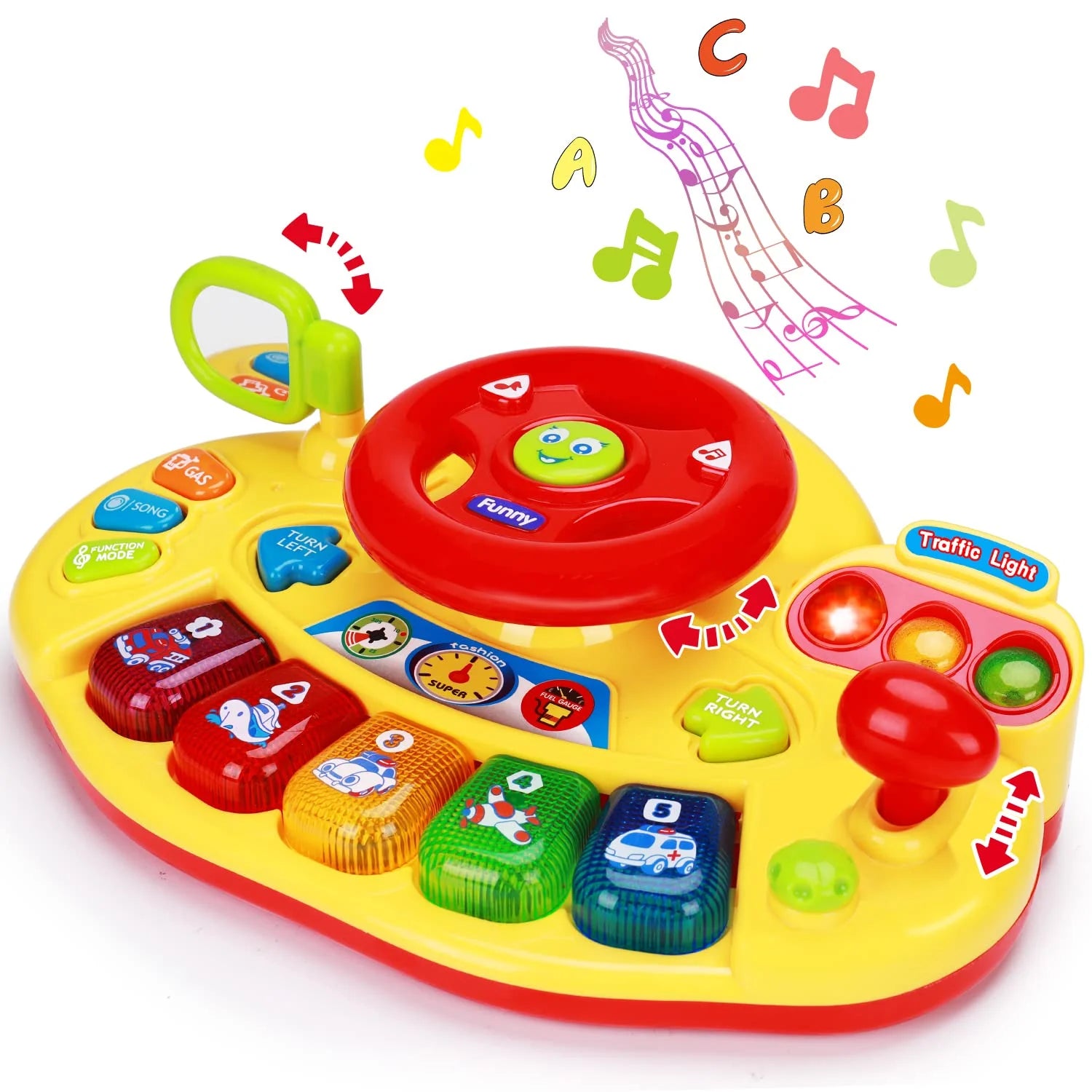 Baby Musical Toy 6 to 12 Months Light up Steering Wheel Toy with Traffic Light & Sound for 6 8 9 10 Months Infant Learning Development Baby Toys Gifts for 1 2 Year Old Boys Girls