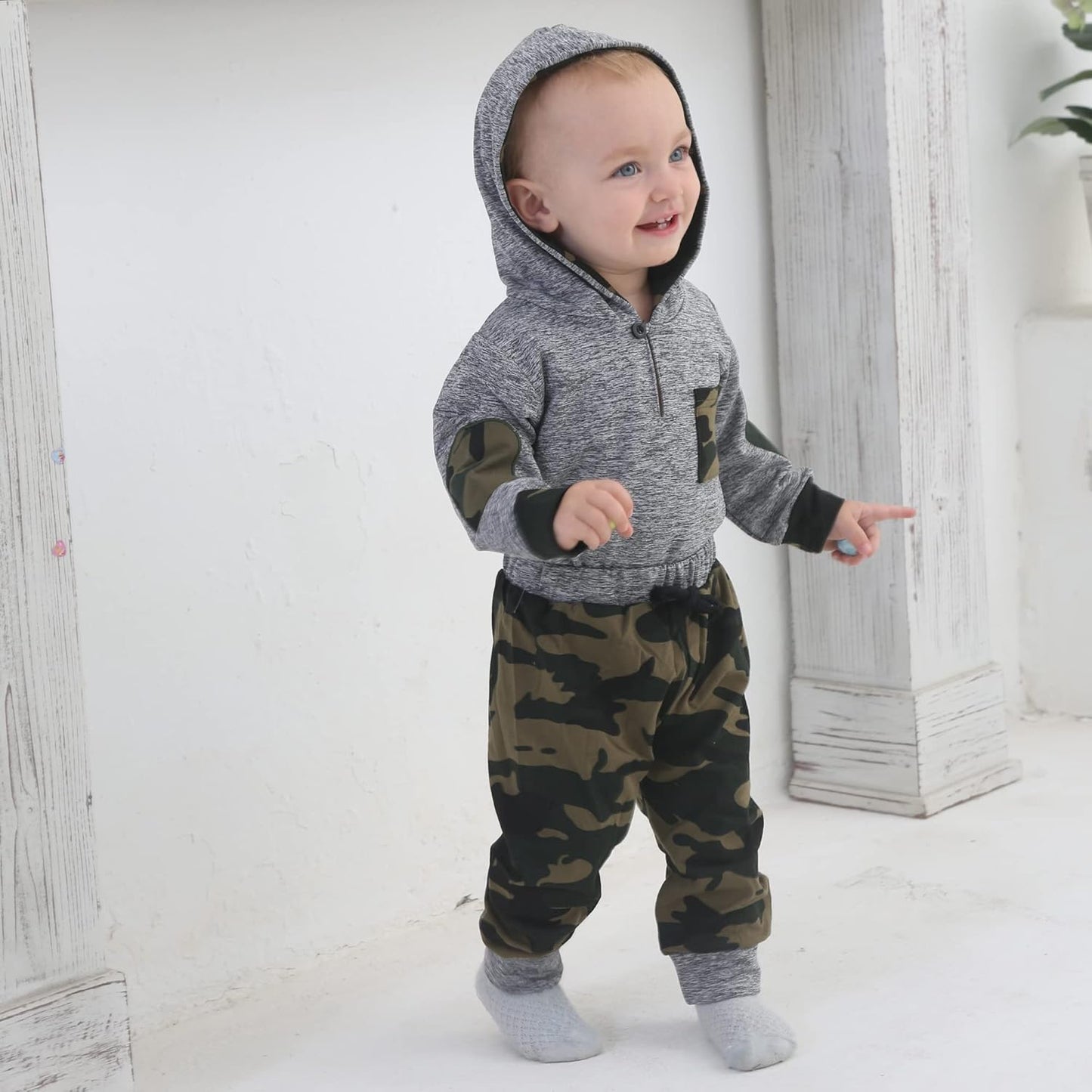 Infant Baby Boy Outfits Long Sleeve Camo Toddler Boy Clothes Sweatshirt Fall Winter Baby Boy Clothes 6-9 Months