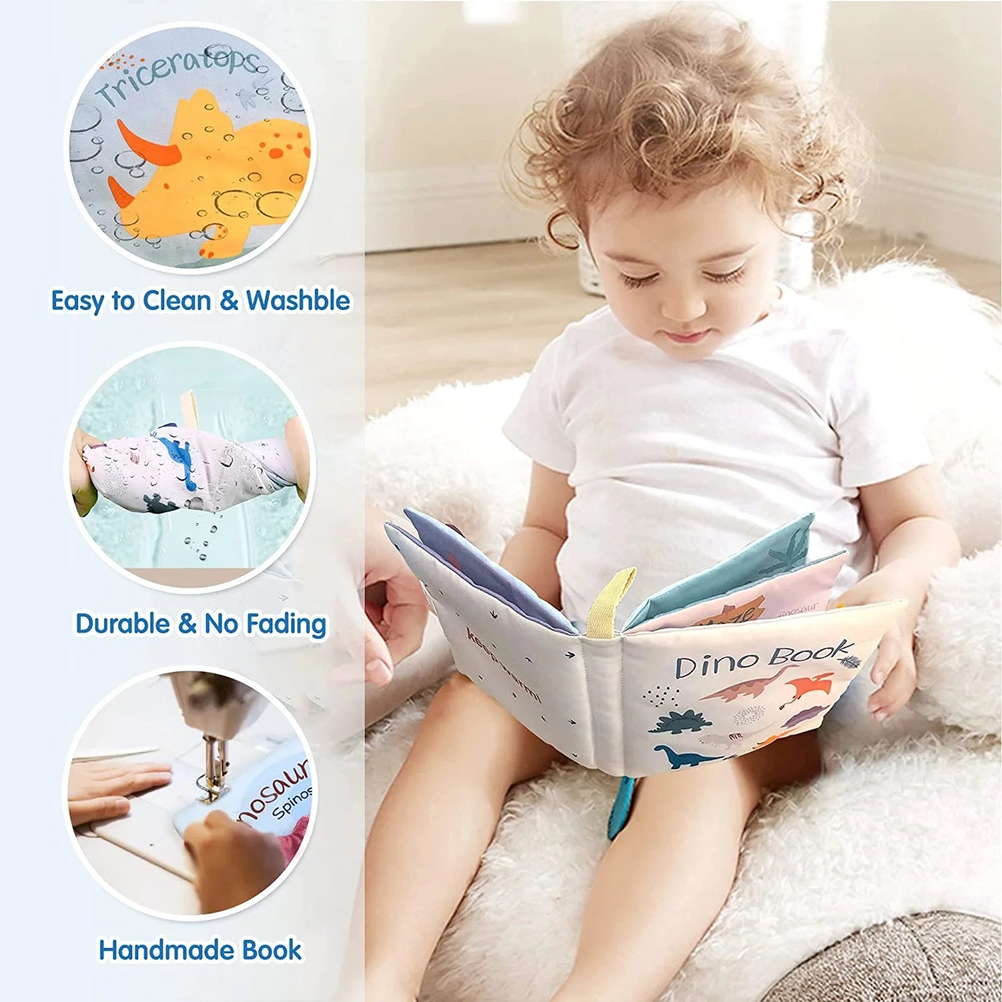 Baby Books Soft Dinosaur Toys, Interactive 3D Soft Books Infant Early Education 0-12 Month Baby Toys