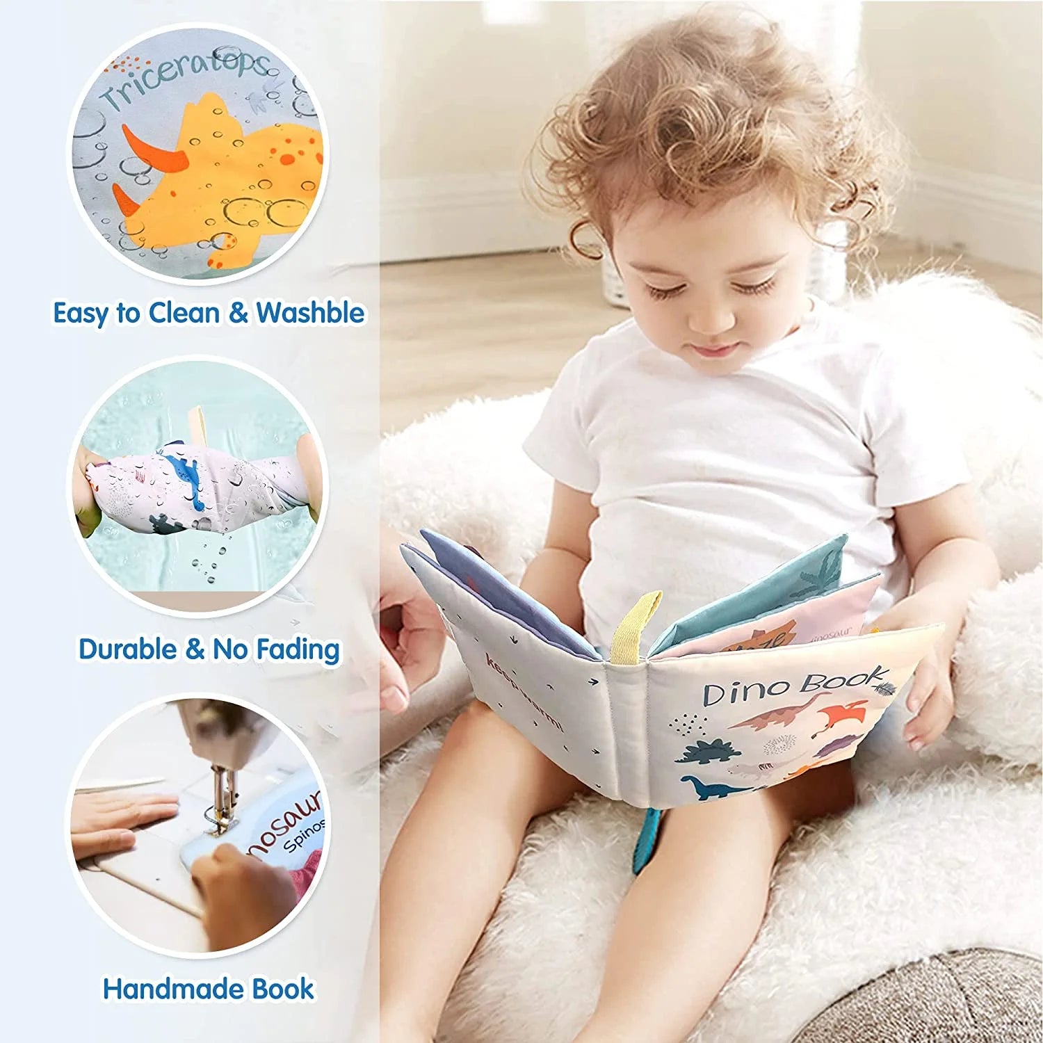 Baby Books Soft Dinosaur Toys, Interactive 3D Soft Books Infant Early Education 0-12 Month Baby Toys