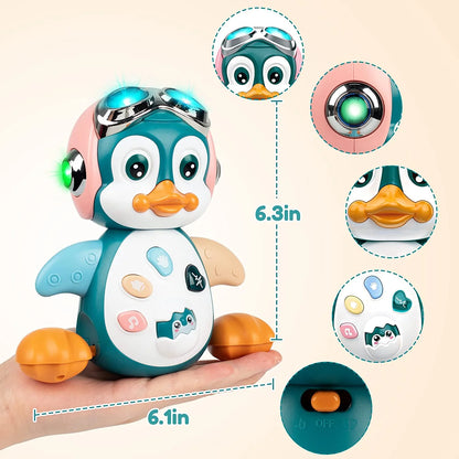 Baby Musical Crawling Toys Penguin, Baby Toys 6 to 12 Months Infant Learning Moving Walking Dancing Toy with Music & Lights for 1 Year Old Toddler Boy Girl Birthday Gifts