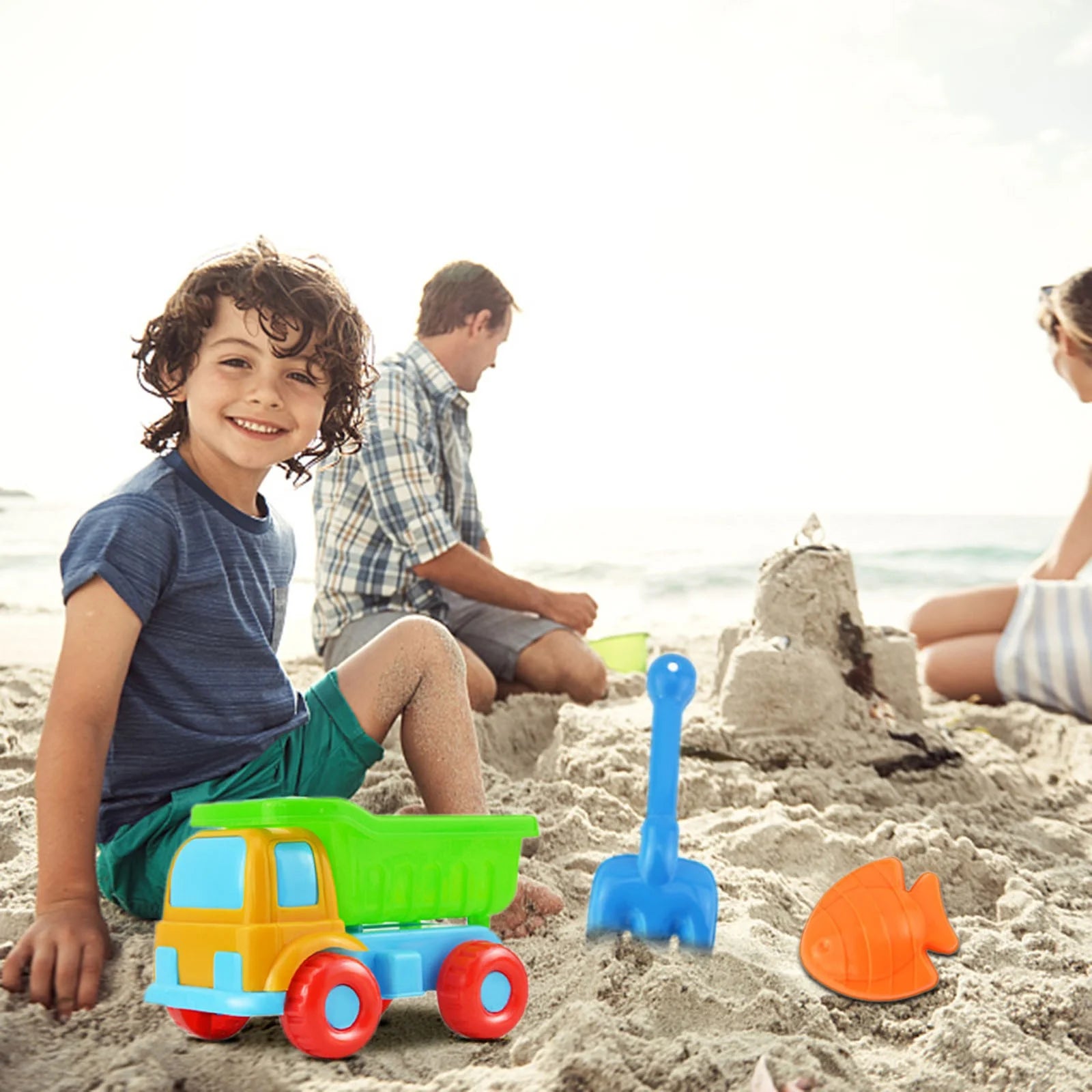 Summer Toys for Kids Ages 4-8 Beach Sand Toys 5PCS Sandpit Toys Sand Truck Dump Truck Toy Sand Shovel Tool Kits Sand Molds Outdoor Play Sand Toys for Boys 4-6 Kids Outdoor Play Set