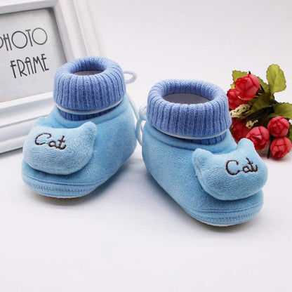 Infant Newborn Baby Girls Cashmere Plush Cat Winter Boots Soft Sole Warm Shoes Baby Girls Shoes Toddler Walkers K167