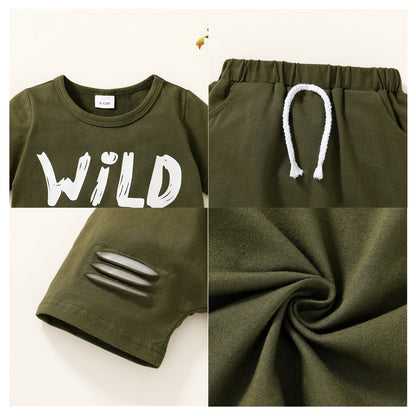 Baby Boy Kid Summer Outfits Set Short Sleeve T-Shirt Shorts Clothes Set for 2-3T