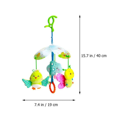 Baby Toys for 0 3 6 9 to 12 Months, Soft Hanging Crinkle Squeaky Sensory Learning Toy Infant Newborn Stroller Car Seat Crib Travel Activity Plush Animal Wind Chime with Teether for Boys Girls