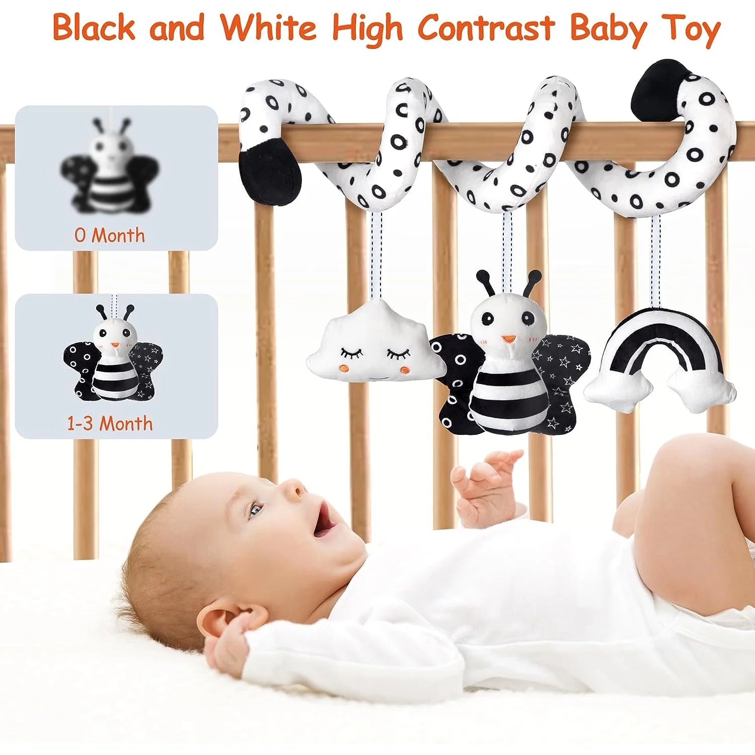 Baby Car Seat Toys, Infant Activity Spiral Toys Hanging Stroller Toys for Baby with Musical, Plush Activity Toys Toys for Newborn Baby 0 3 6 12 Months