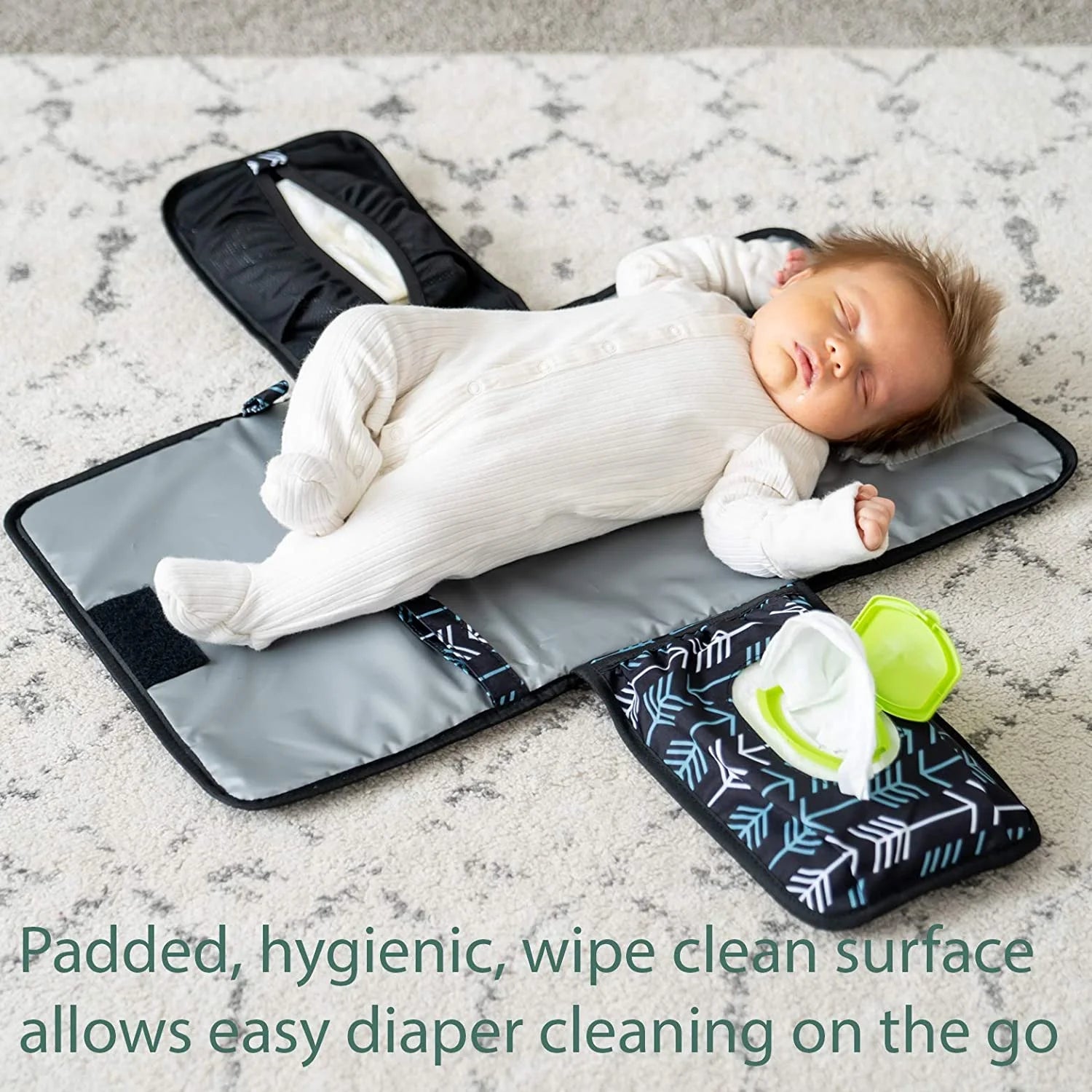 Baby Changing Pad, Portable Changing Pad for Baby Diaper Bag or Changing Table Pad. One-Hand Diaper Change Pad. Baby Shower Gifts, Newborn Baby Essentials, Unisex Baby Stuff